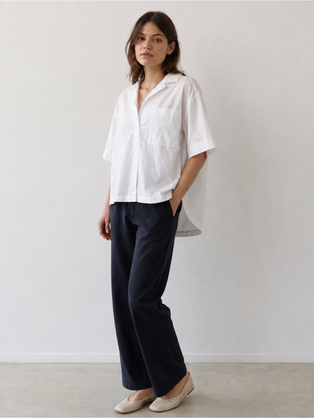 Everlane White Short Sleeve Utility Shirt